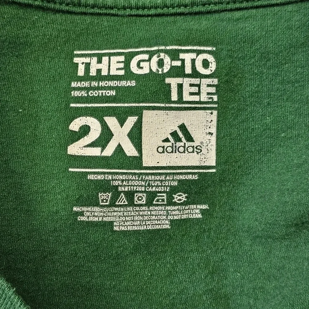 Adidas Men 2XL Shirt Green Cotton Graphic George Mason Patriots Iconic Statement - Picture 5 of 7